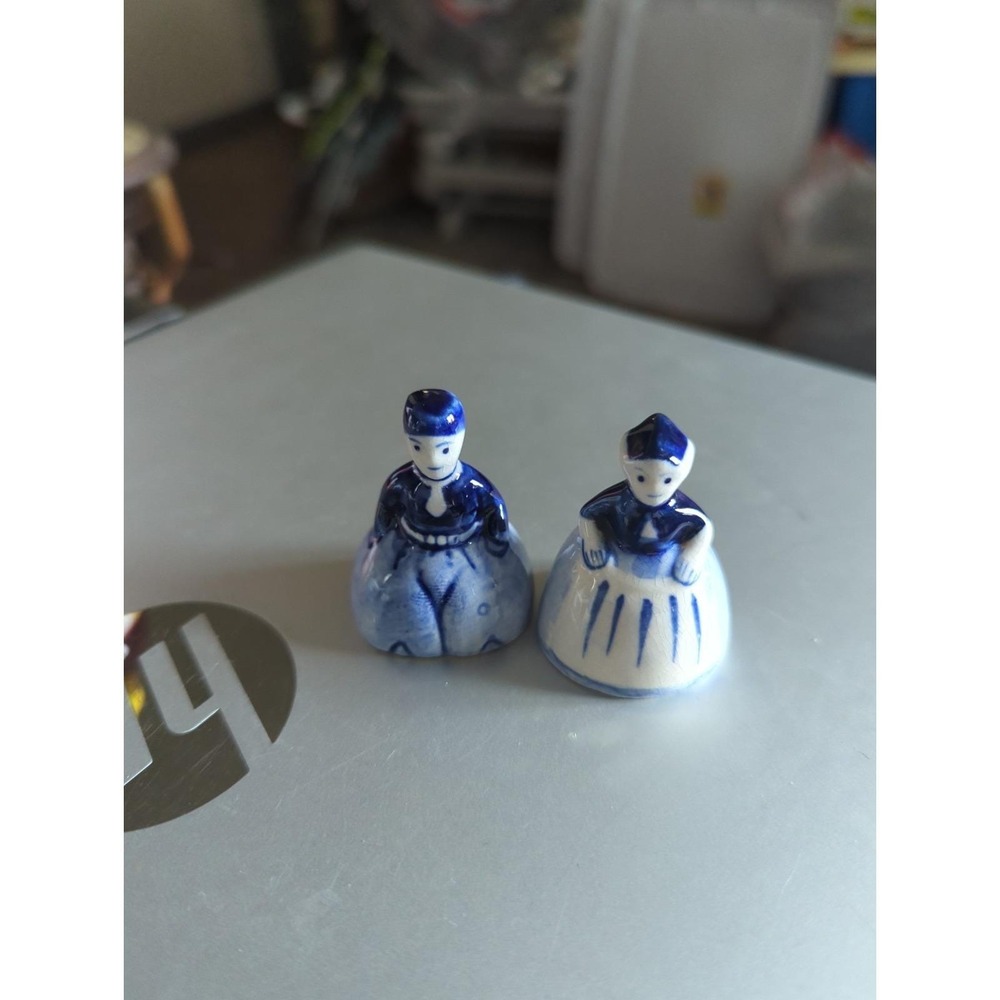 Vintage Porcelain Blue Delft Dutch Hand Painted Dutch Boy & Girl Couple Figures